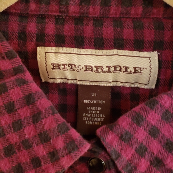 Bit and Bridle western style flannel sz XL - Picture 2 of 5
